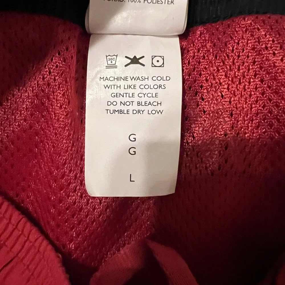 Nike Shorts Men's Large Red Swim Trunks Drawstring Pockets Swoosh Lined Cargo